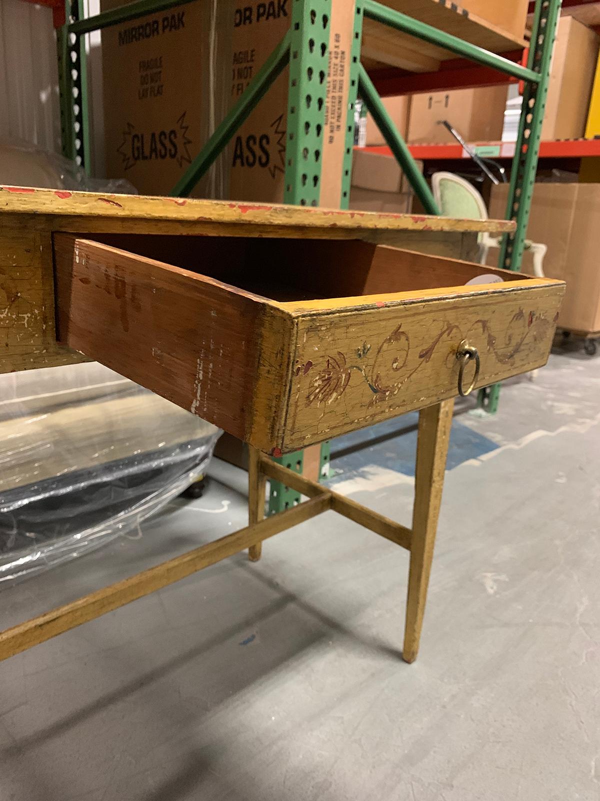 Painted Yellow Regency Writing Table with Drawer, circa 1820 In Good Condition In Atlanta, GA