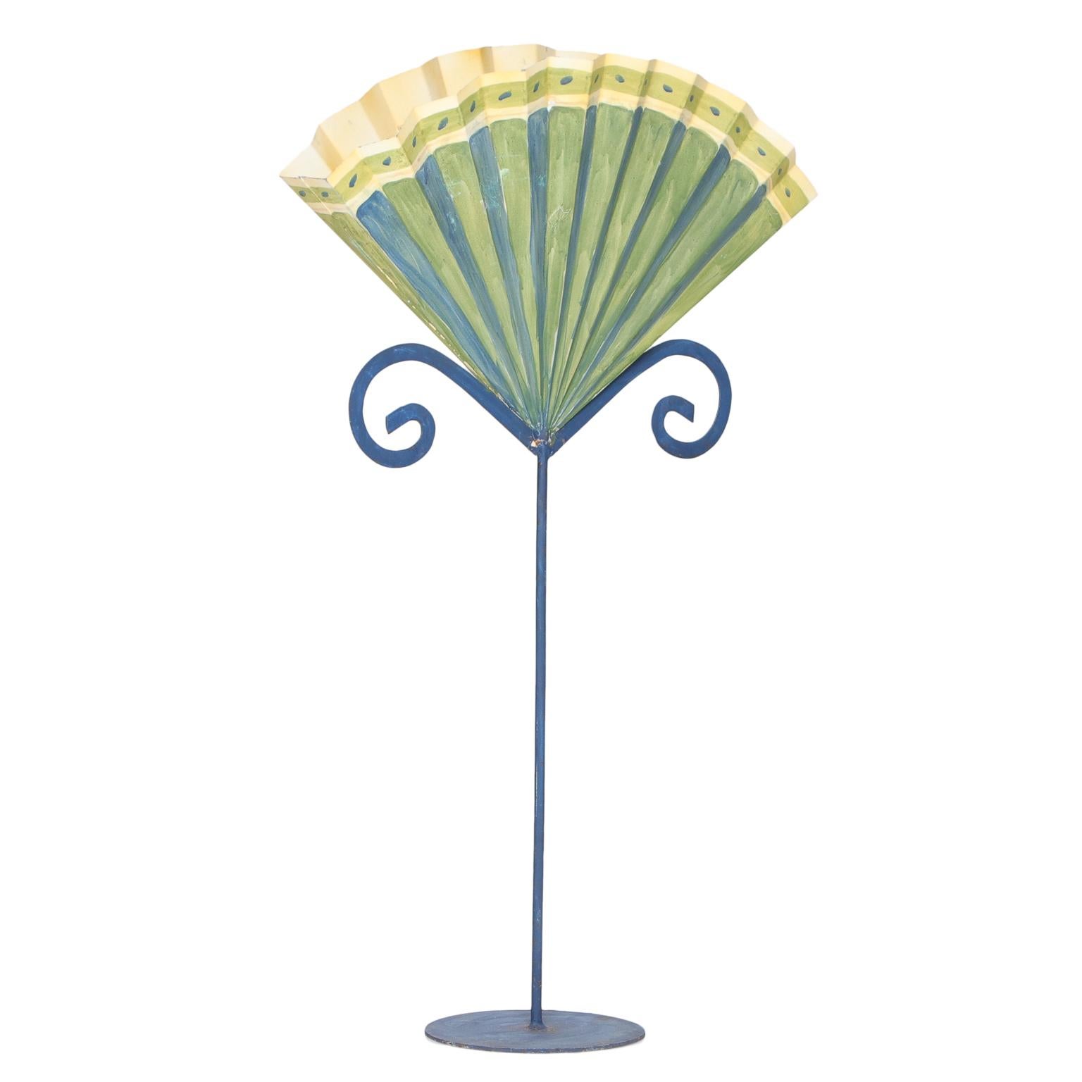 French Painted Zinc Fan Formed Flower Stand For Sale