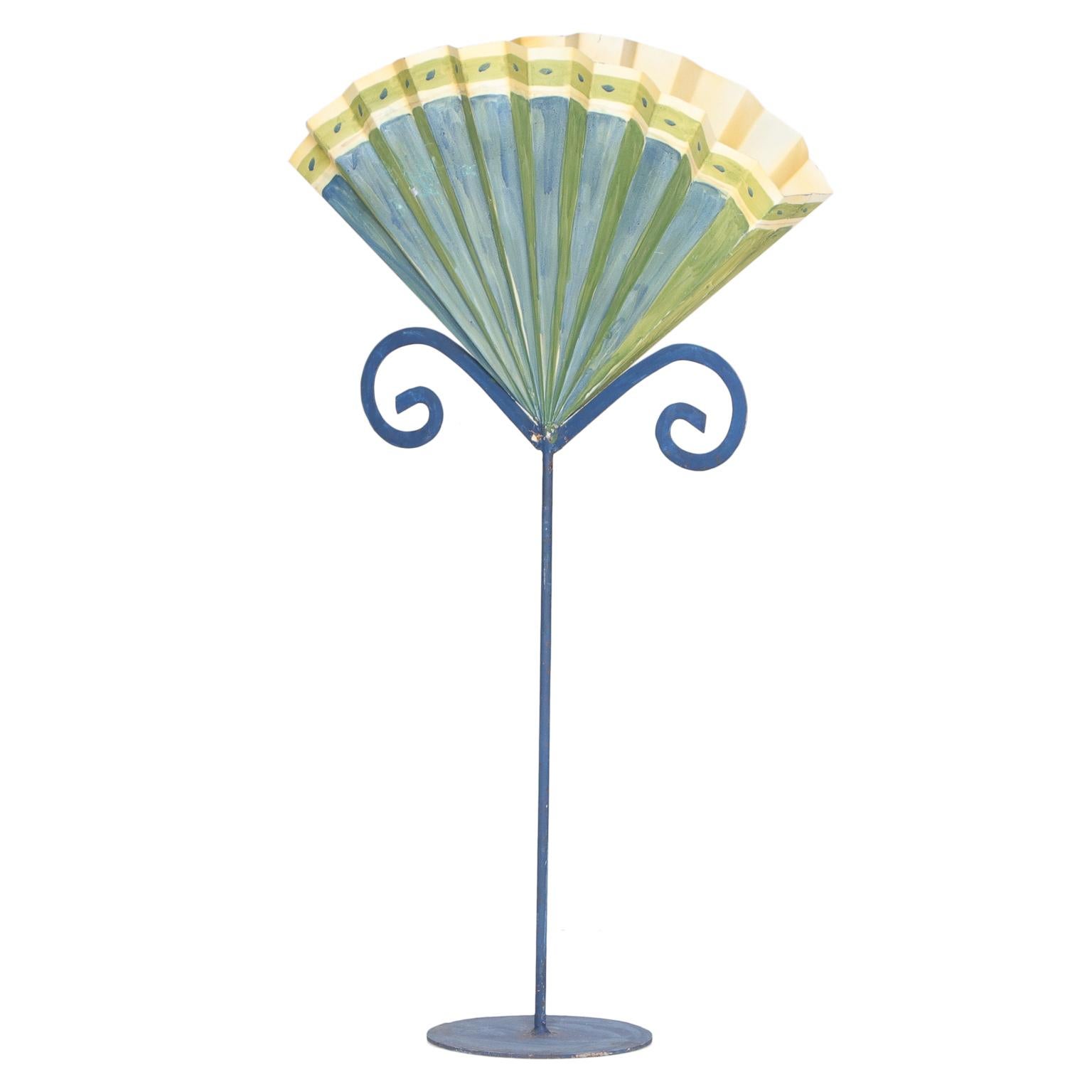 Painted Zinc Fan Formed Flower Stand In Good Condition For Sale In Hixson, TN