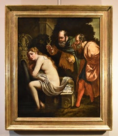 Susanna Old Men Religious Roma nschool 17th Century Paint Oiul on canvas Italy
