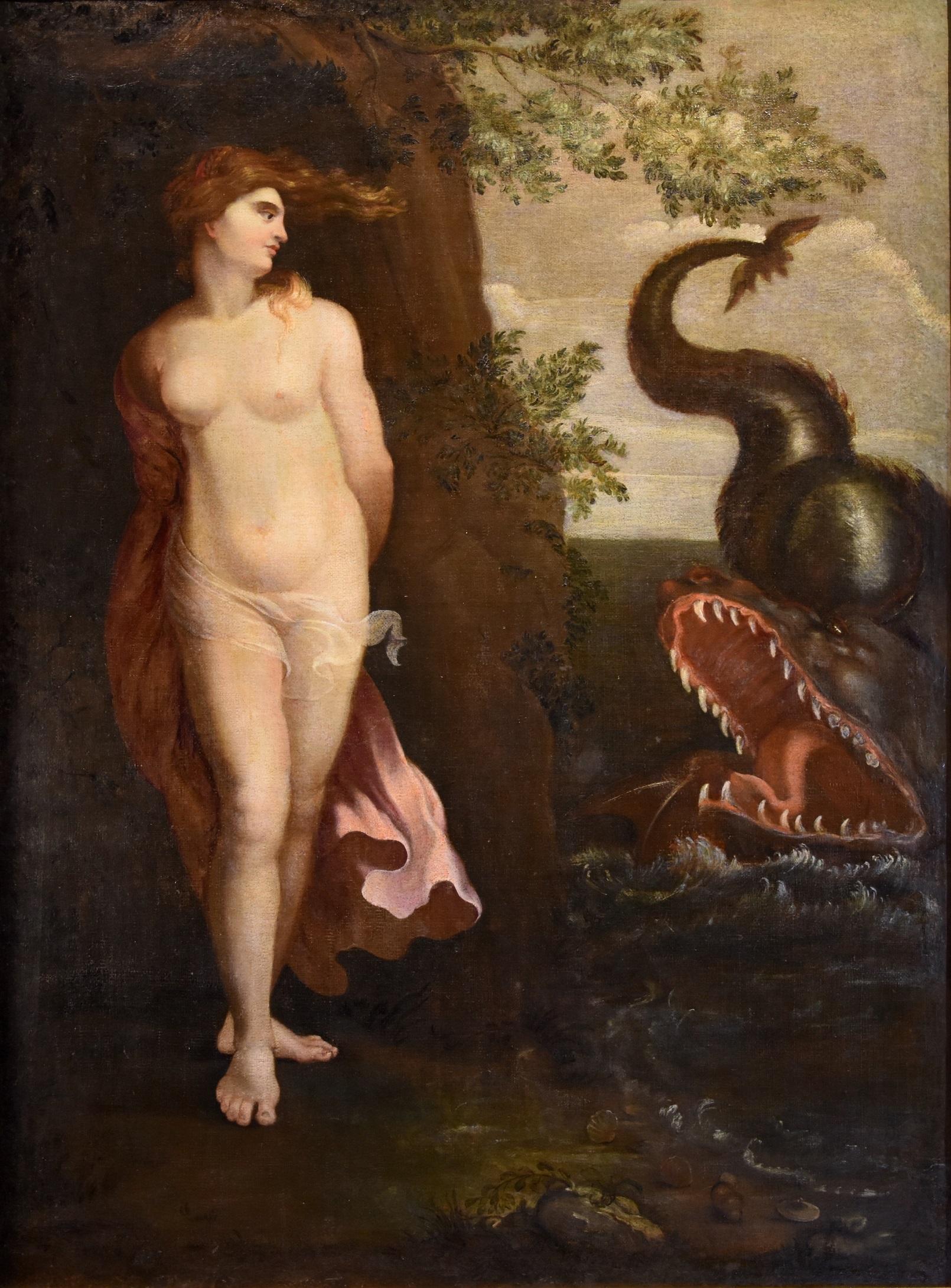 Andromeda Monster, Gemälde, Öl auf Leinwand, Alter Meister, römische Schule, 16./17. Jahrhundert (Alte Meister), Painting, von Painter active in Rome