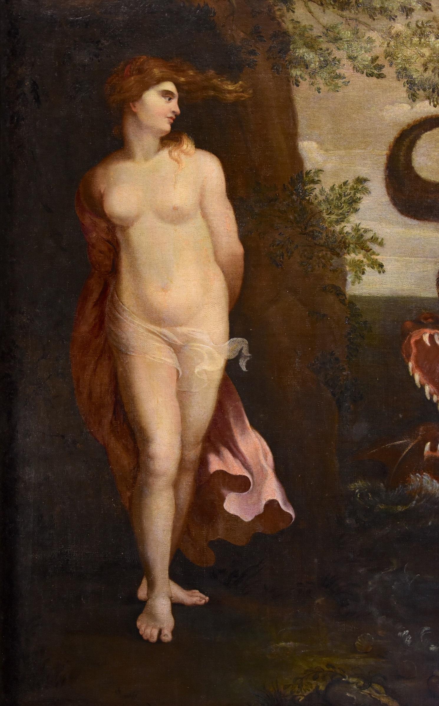 Andromeda Monster, Gemälde, Öl auf Leinwand, Alter Meister, römische Schule, 16./17. Jahrhundert im Angebot 2