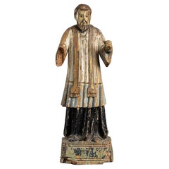 Painterd Wood Saint Francis Xavier, Indo-Portuguese, 18th-19th Century
