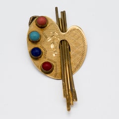 Painter's/Artist Palette 18k Yellow Gold Charm