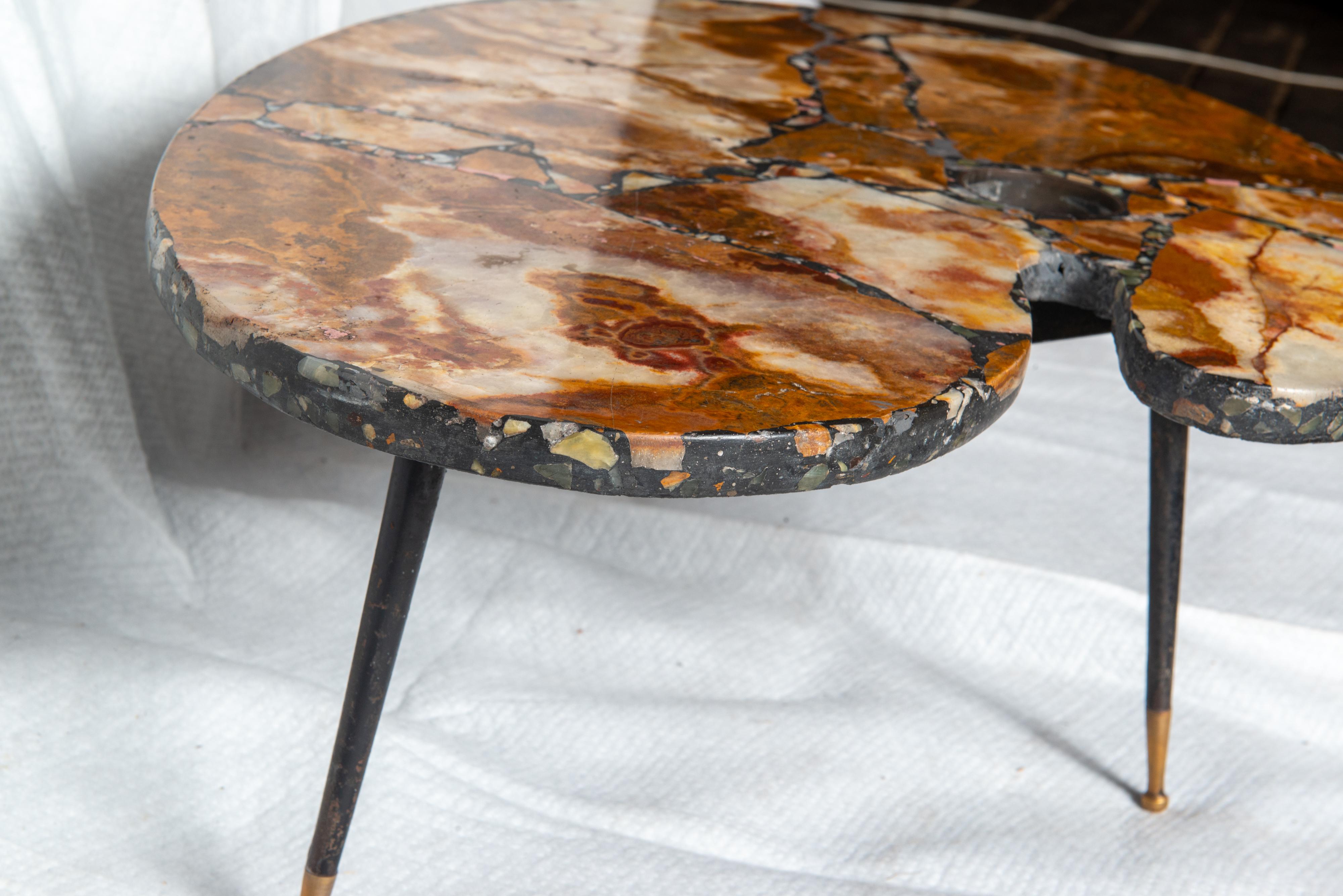 Mid-20th Century Painter's Palette Marble Coffee Table For Sale