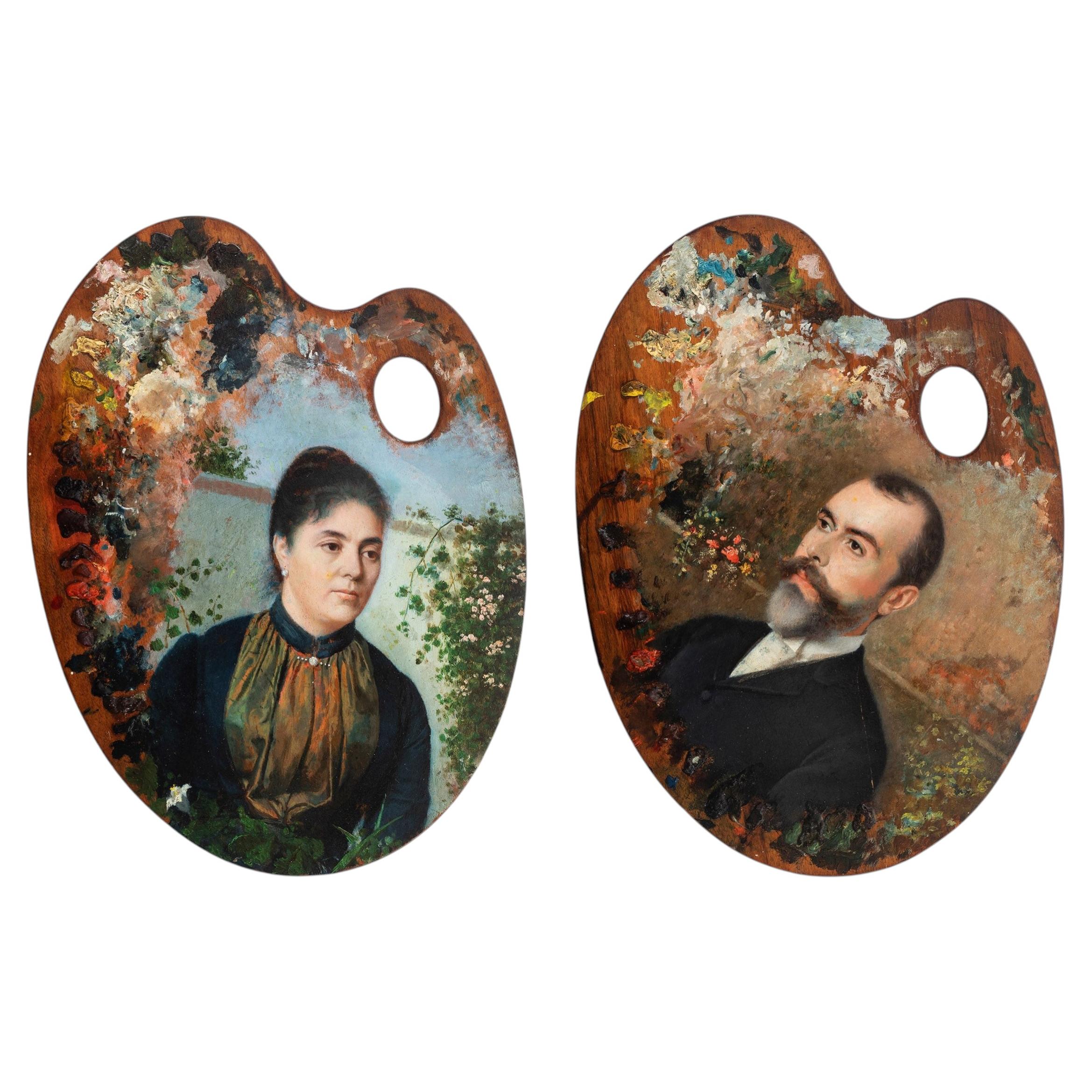 Paletas de pintor, retratos; siglo XIX en venta