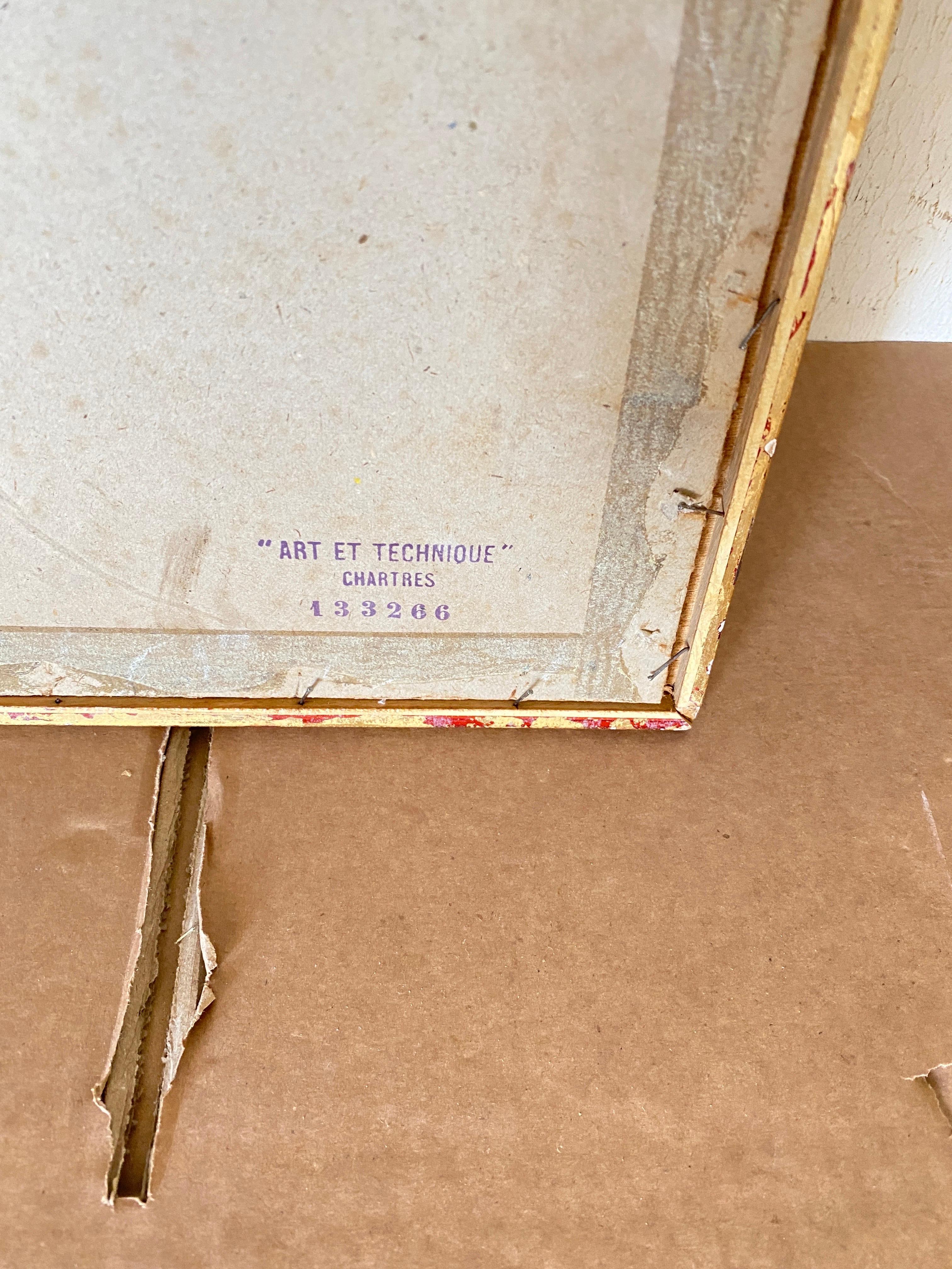 Dorato Pittura astratta, scena del porto di Saint Tropez, Francia, 1960 in vendita