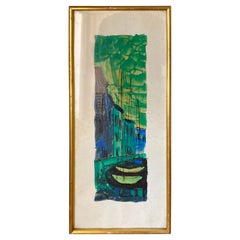 Gemälde Abstrakt, Hafenszene von Saint Tropez, Frankreich, 1960