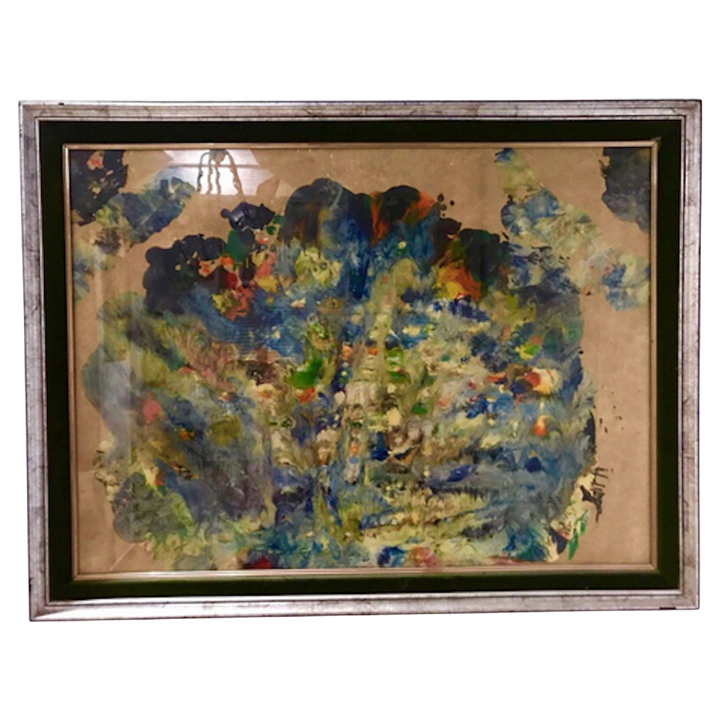 Peinture abstraite avec sable, Signature Espagne, 1960 en vente