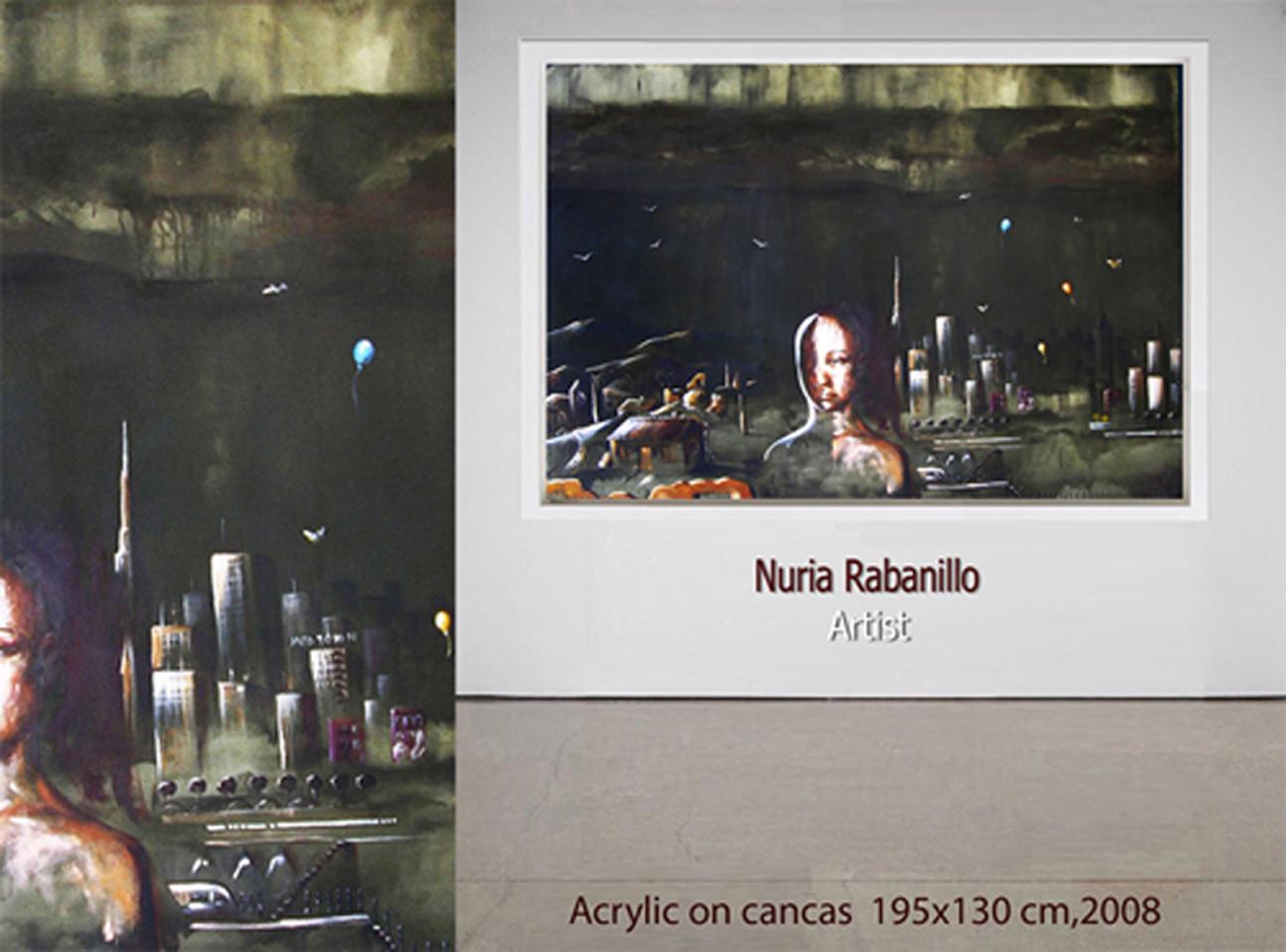 Spanish Painting Acrilyc on Canvas by Rabanillo de la Fuente ¨Between Two Worlds¨ For Sale