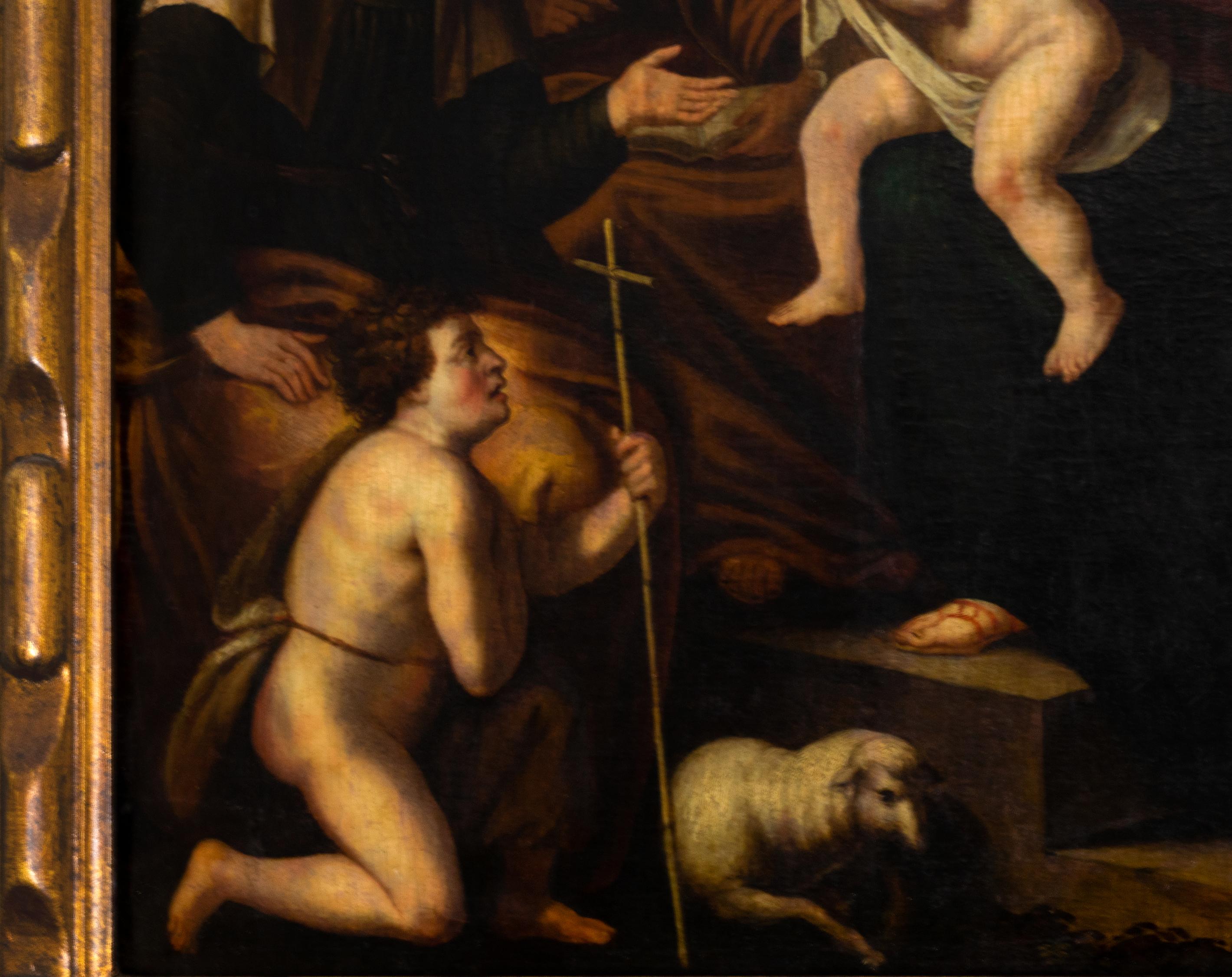 Oiled Painting Saint John The Baptist Child Jesus, 18th Century For Sale