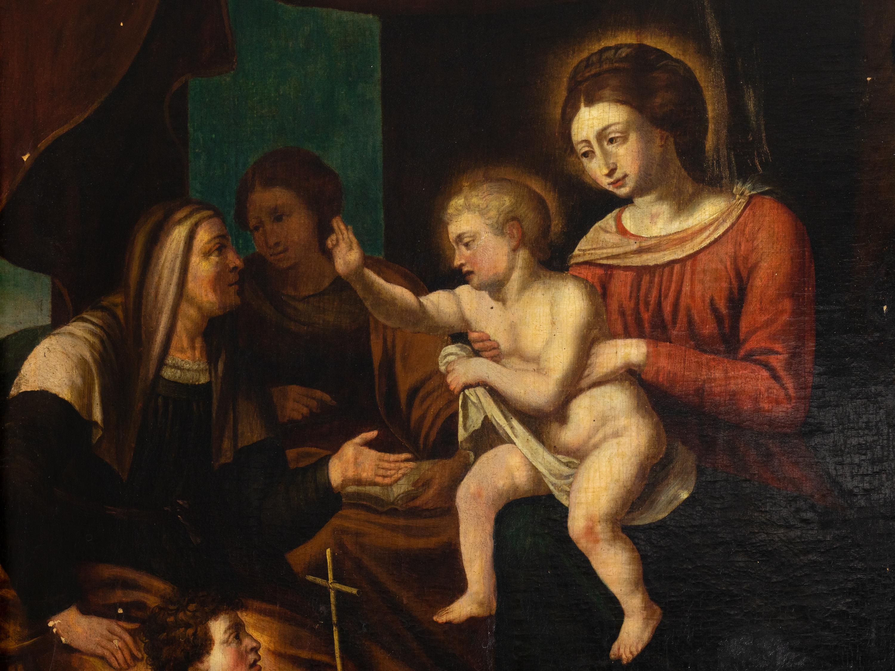 Painting Saint John The Baptist Child Jesus, 18th Century In Good Condition For Sale In Lisbon, PT