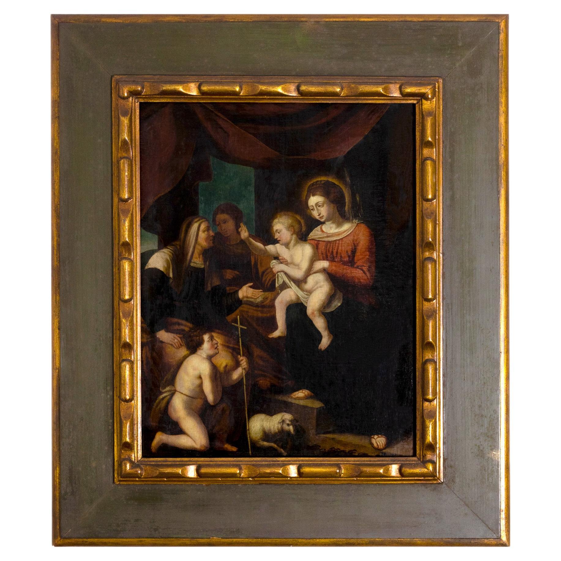 Painting Saint John The Baptist Child Jesus, 18th Century For Sale