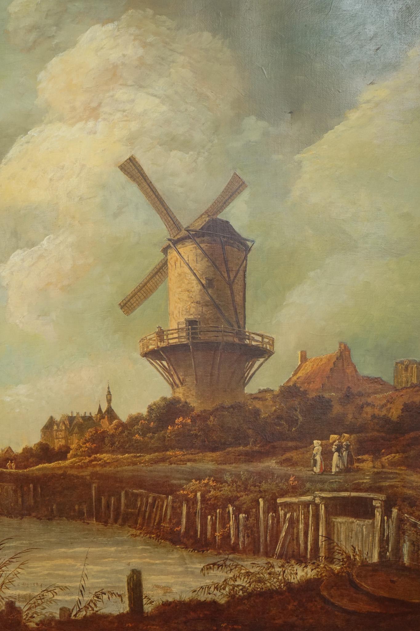 Fait main PAiNTING APRèS JACOB VAN RUISDAEL LE MOULIN WIJK-BIJ-DUURSTEDE NEERLANDAIS 1628-1682 en vente