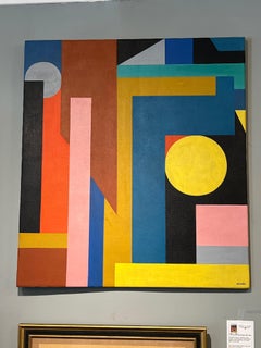 Painting After Lajos Kassak, Oil on Canvas, Signed, 39x35.5 Inches