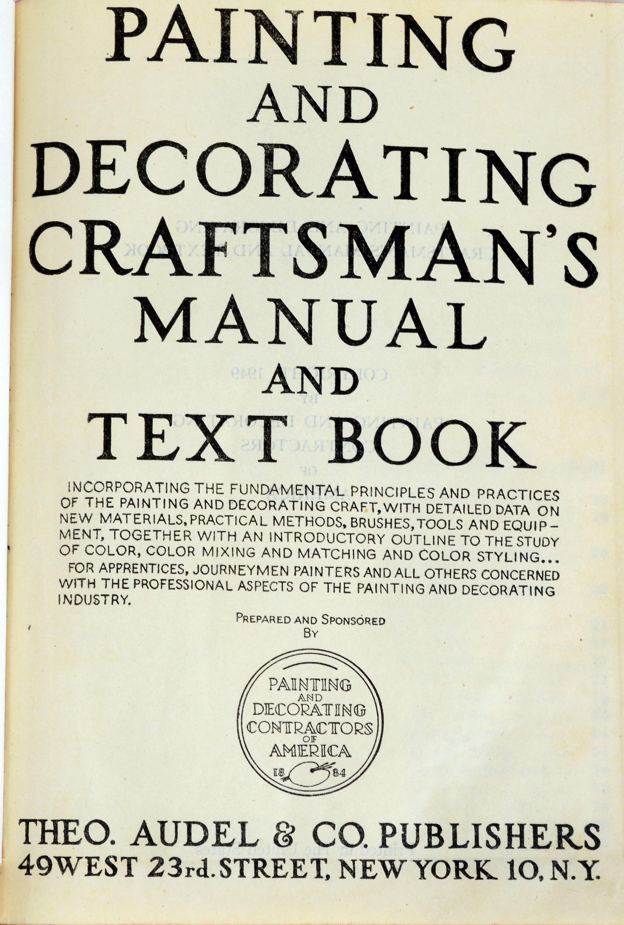 manuel et manuel d'artisans de peinture et de décoration, 1ère édition Bon état - En vente à valatie, NY