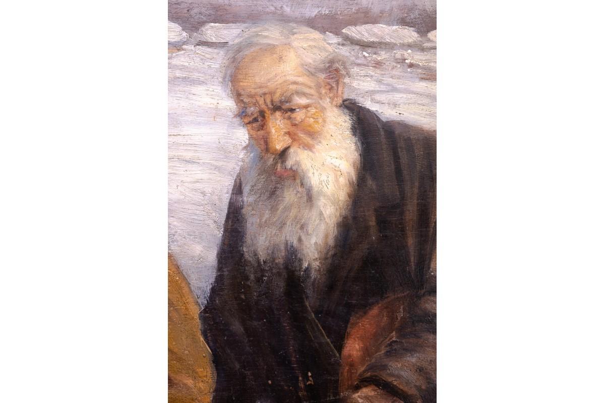 Gemälde, Teodor Axentowicz zugeschrieben „Old Age and Youth“ (Polnisch) im Angebot