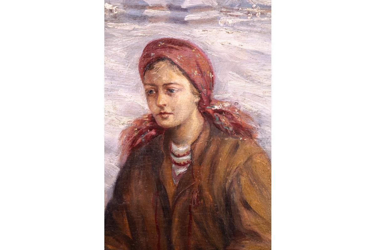 Gemälde, Teodor Axentowicz zugeschrieben „Old Age and Youth“ im Zustand „Hervorragend“ im Angebot in Chorzów, PL