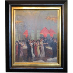 Painting "Ball in the Grand Hotel" by Pierre de Belair, France circa 1920s-1930s
