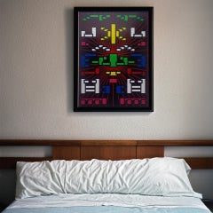 Pittura Colore Nero Contemporanea Geometrica Futuristica Acrilico Spray su Wood