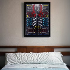 Pittura Nero Bianco Contemporanea Geometrica Futuristica Acrilico Spray su Wood
