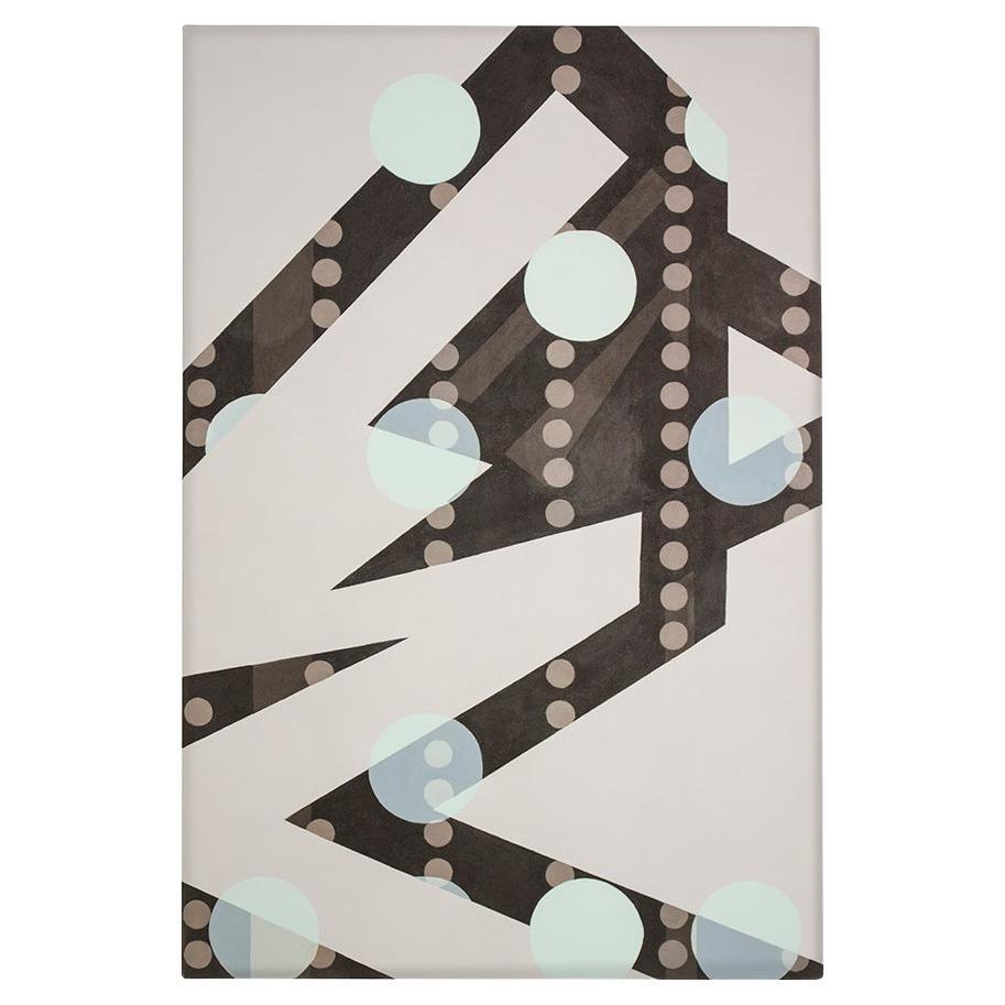 Painting brown light green Geometric Modern Grey Canvas by Cecilia Setterdahl For Sale