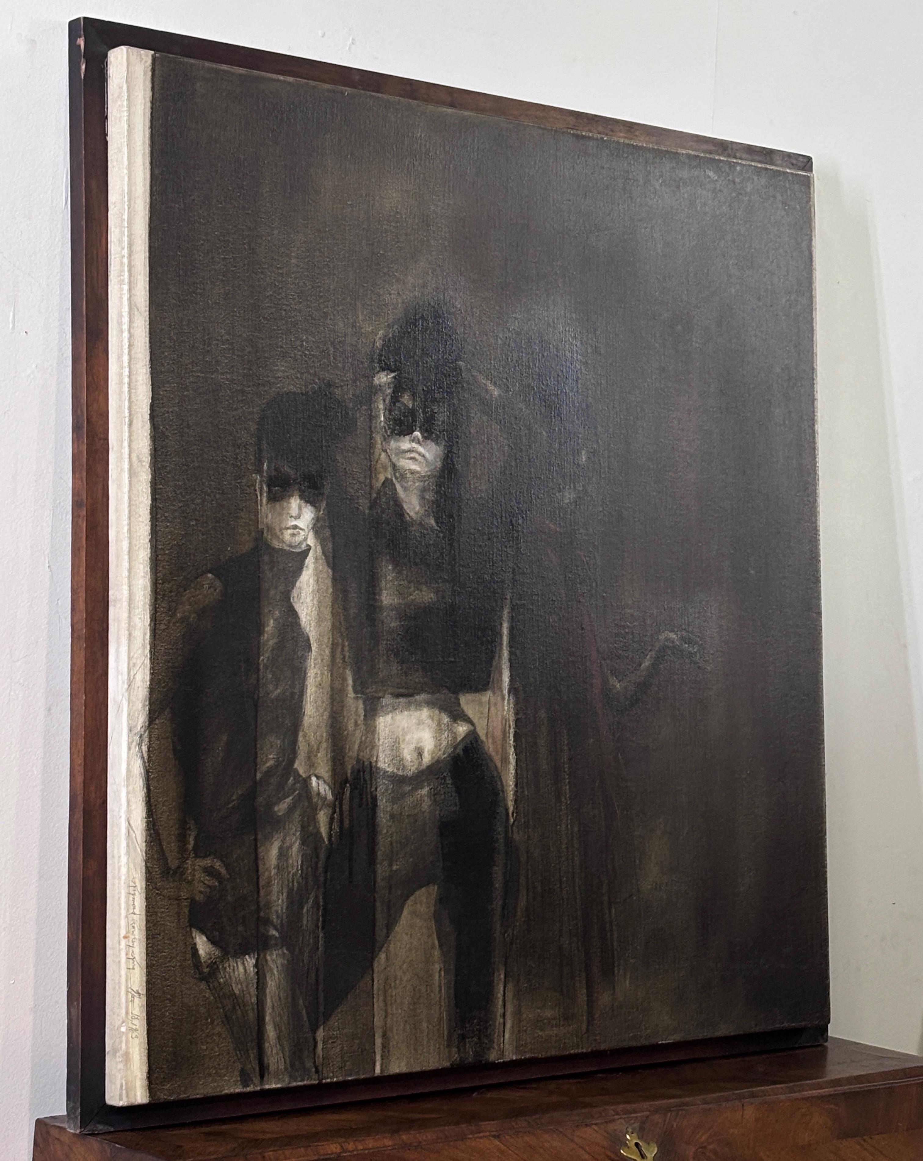 Gemälde des kalifornischen Künstlers Raymond Rowley King 'Mädchen in einem Tanzstudio' (Handbemalt) im Angebot