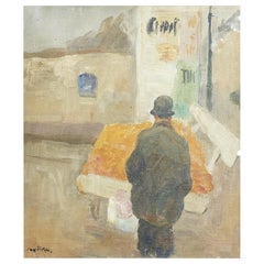 Gemälde von Carl Fischer mit französischer Dorfszene:: um 1930:: signiert