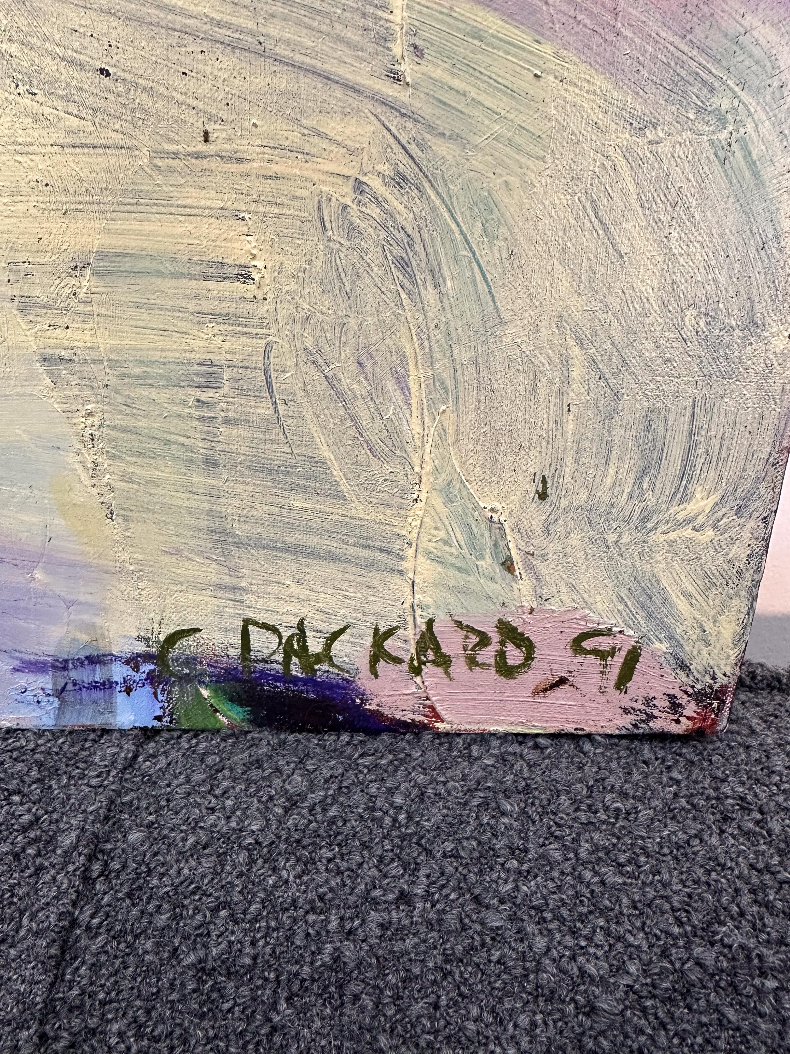 Gemälde von Cynthia Packard, „ sitzend in grünem Bogen“, Gemälde (Gemalt) im Angebot
