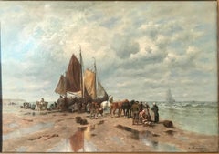 Painting by Desiree Thomassin “Fishermen on the Beach”