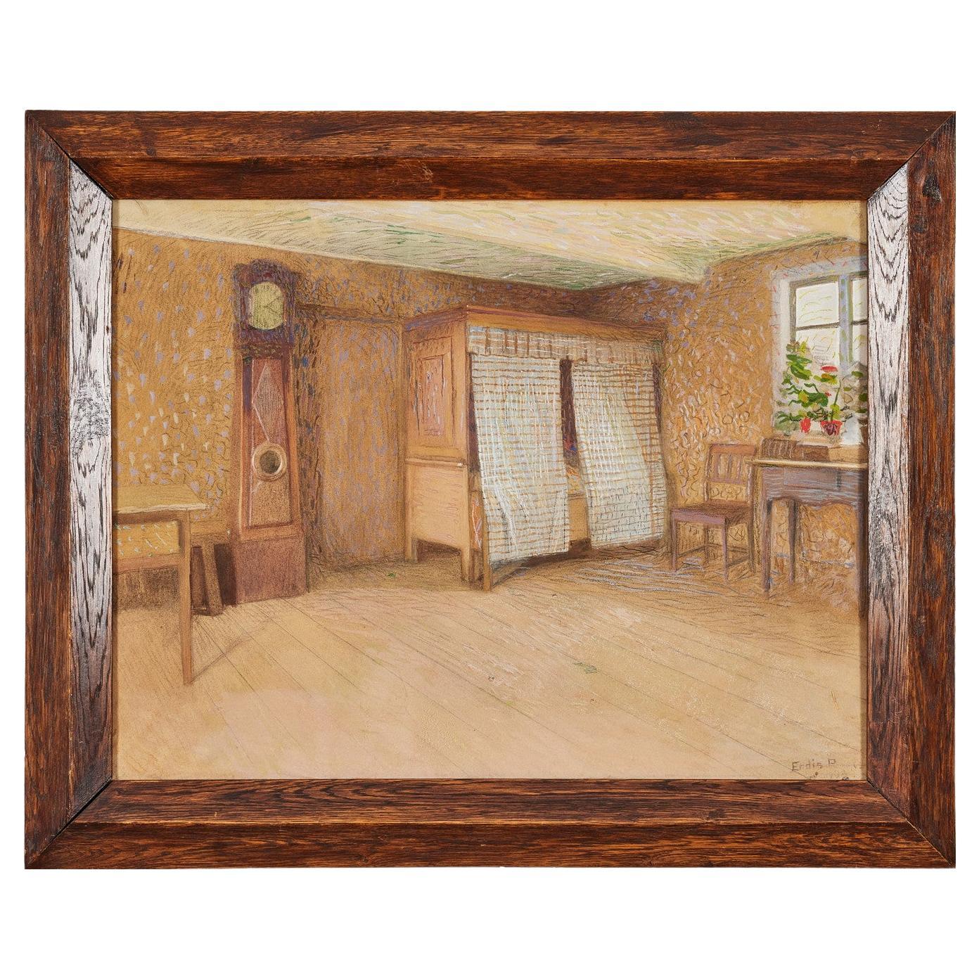 Painting by Endis Bergström, "With Old People" For Sale
