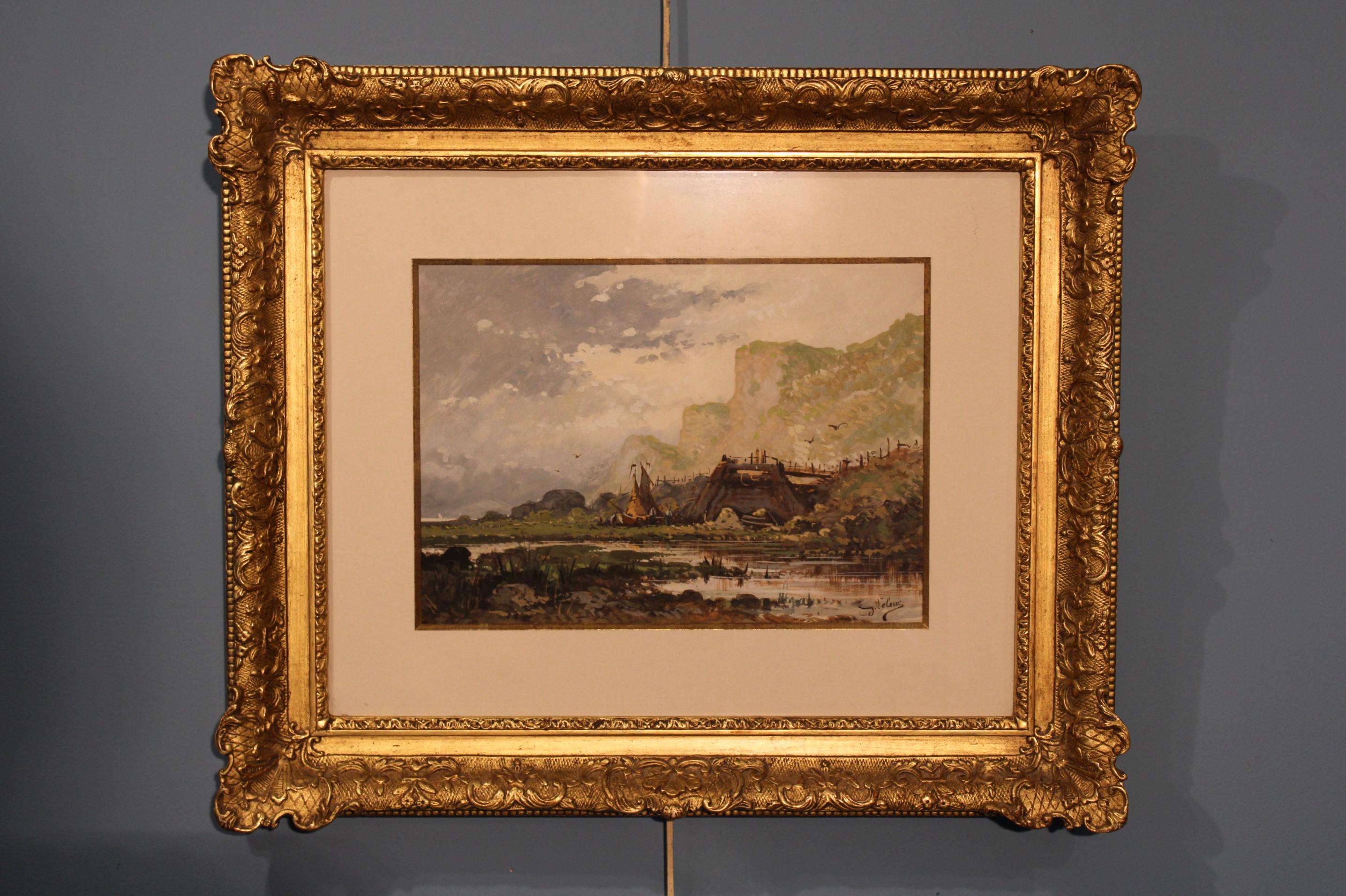 Gemälde von Eugène Galien-Laloue (1854-1941), französischer Landschaftsmaler. 
Gouache-Gemälde signiert unten rechts. 
Abmessungen bei Sicht : 30 x 21 cm.