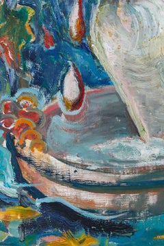 Painting by Evelyne Luez from the XXth Century, Paris, Rue Campagne Première.