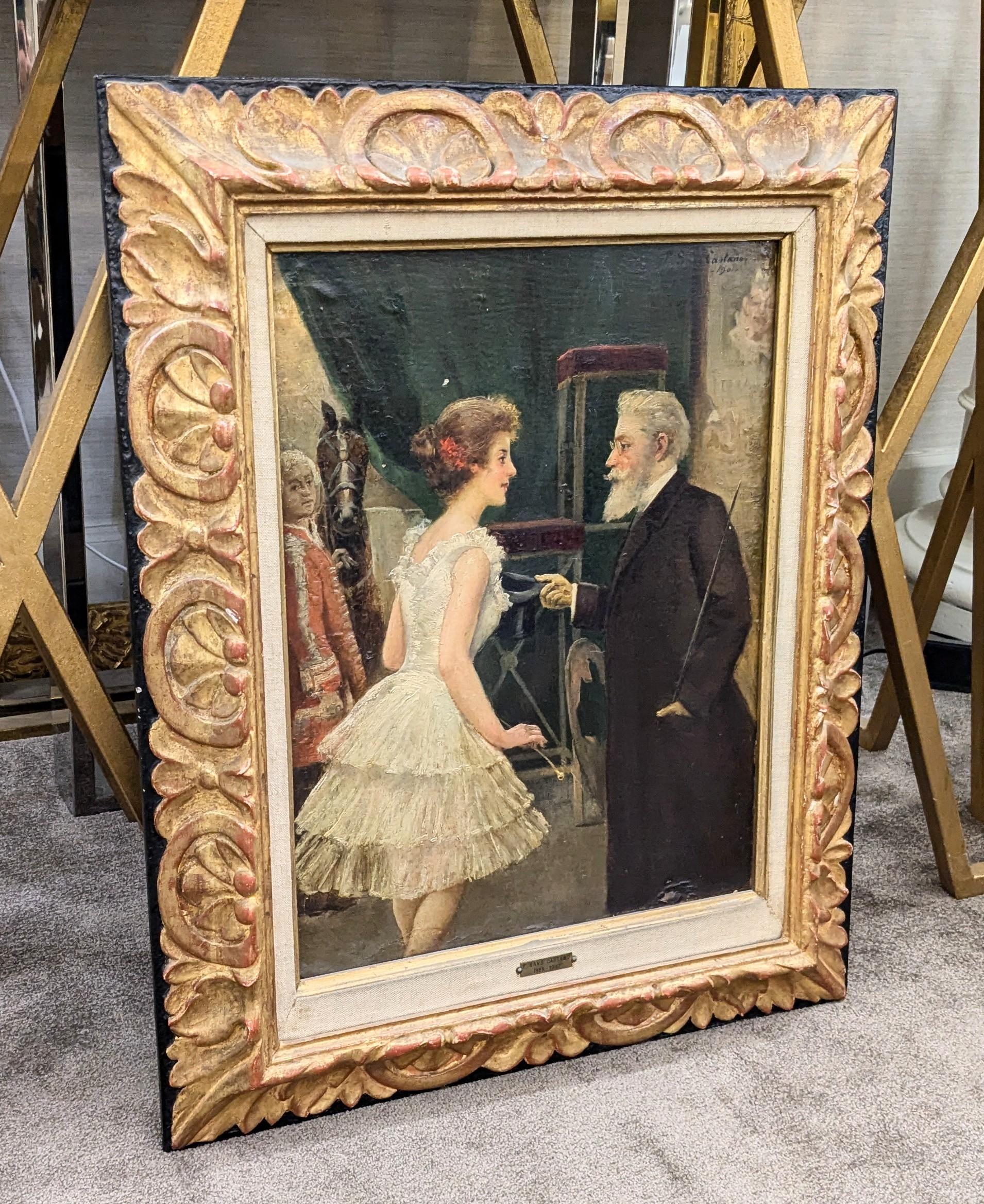 Spanish Painting by F. Sans Castaño painted in Oil with Circus Motifs For Sale