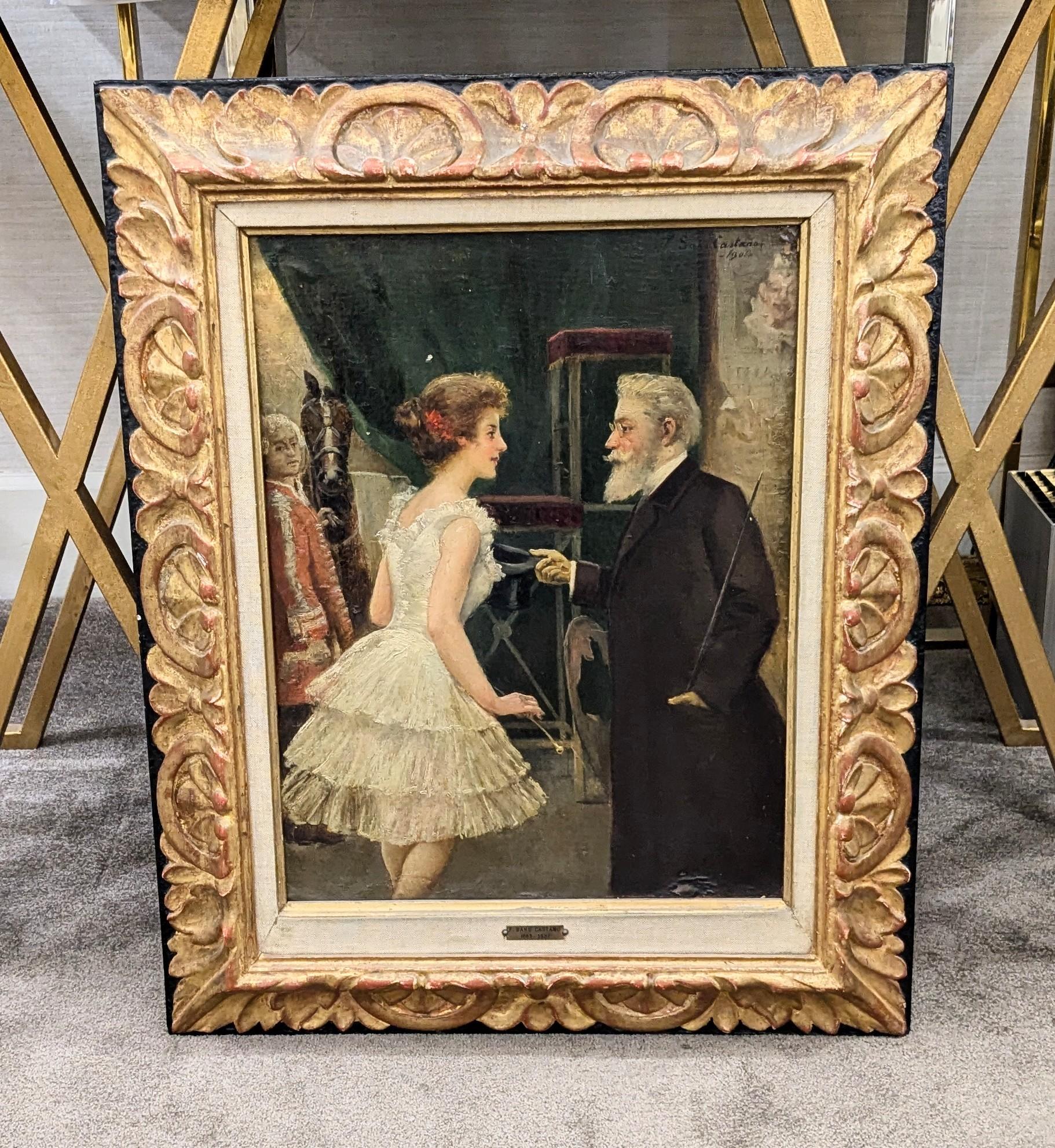 Painting by F. Sans Castaño painted in Oil with Circus Motifs In Excellent Condition For Sale In BILBAO, ES