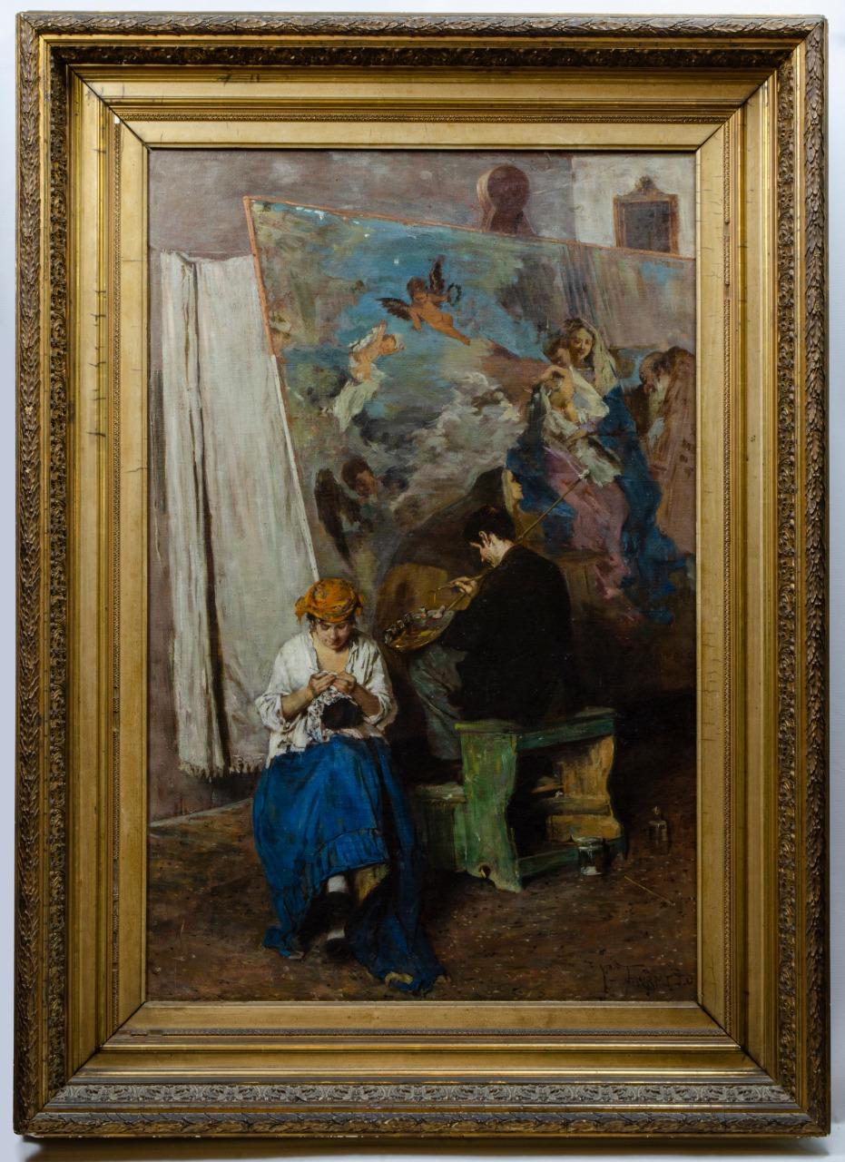 Gemälde von GIACOMO FAVRETTO (Venedig, 1849-1887) Vandalismus (Arme Antike)
Das Gemälde stellt die Madonna vom Berg Karmel inmitten der Heiligen von Giambattista Tiepolo dar. Im Jahr 1721 wurde er von Giacomo Tonini beauftragt, die Kapelle der