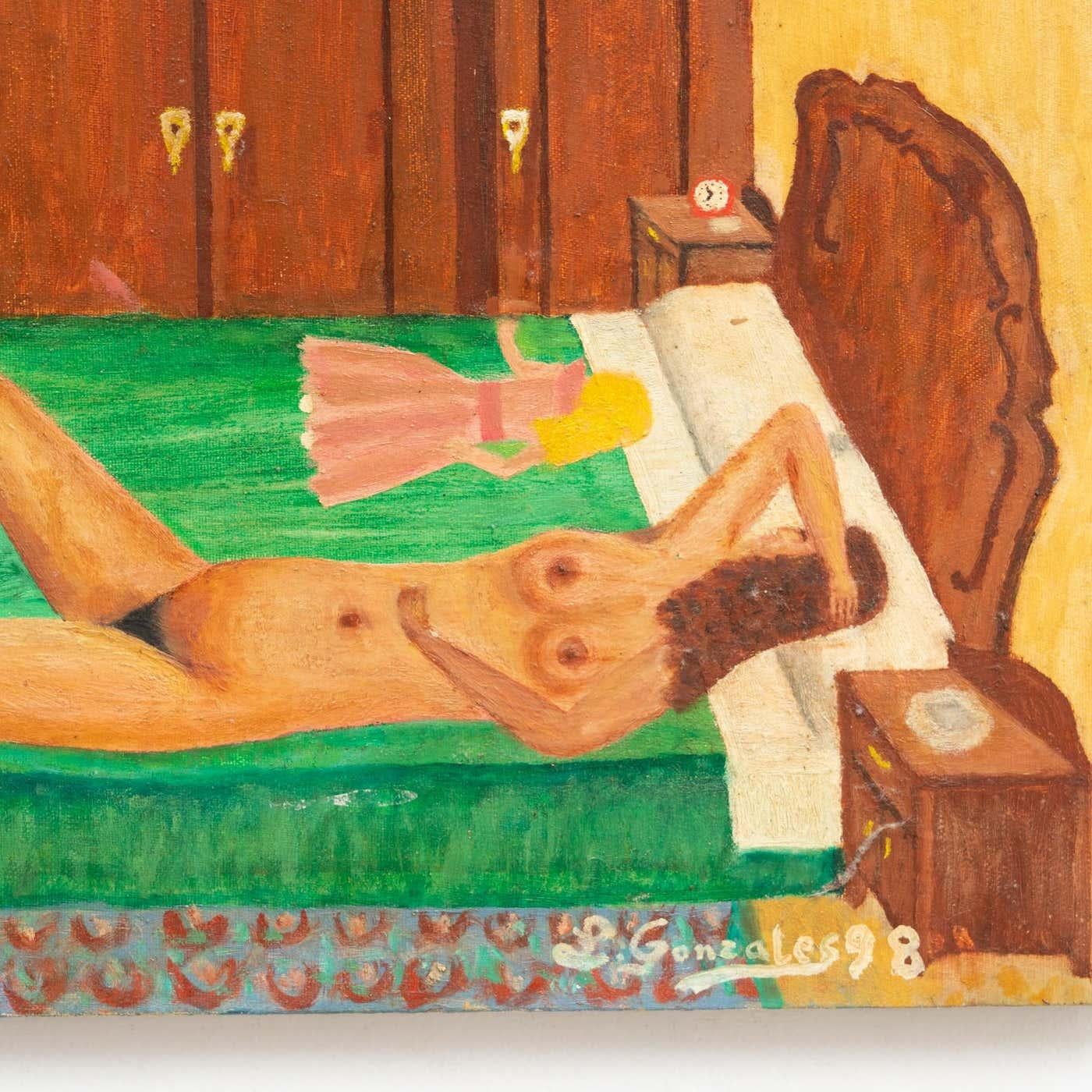 Fine XX secolo Pittura di Gonzales su tela, 1998 in vendita