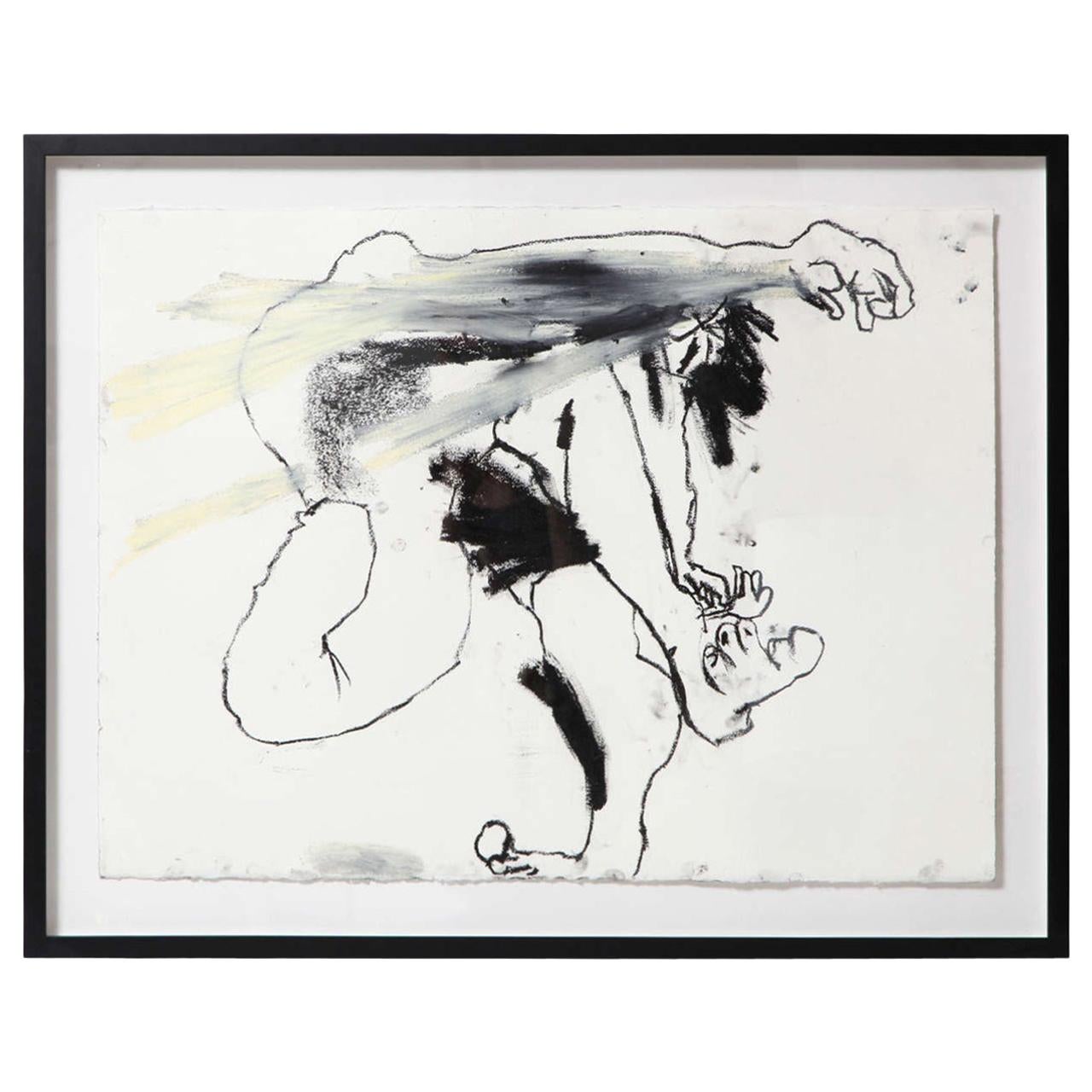 Modern Black and White Abstract Painting 'Roboka' by Myke Reilly at 1stDibs