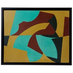 Painting by Harry Booström, Abstract Art, Signed, Sweden, 1953