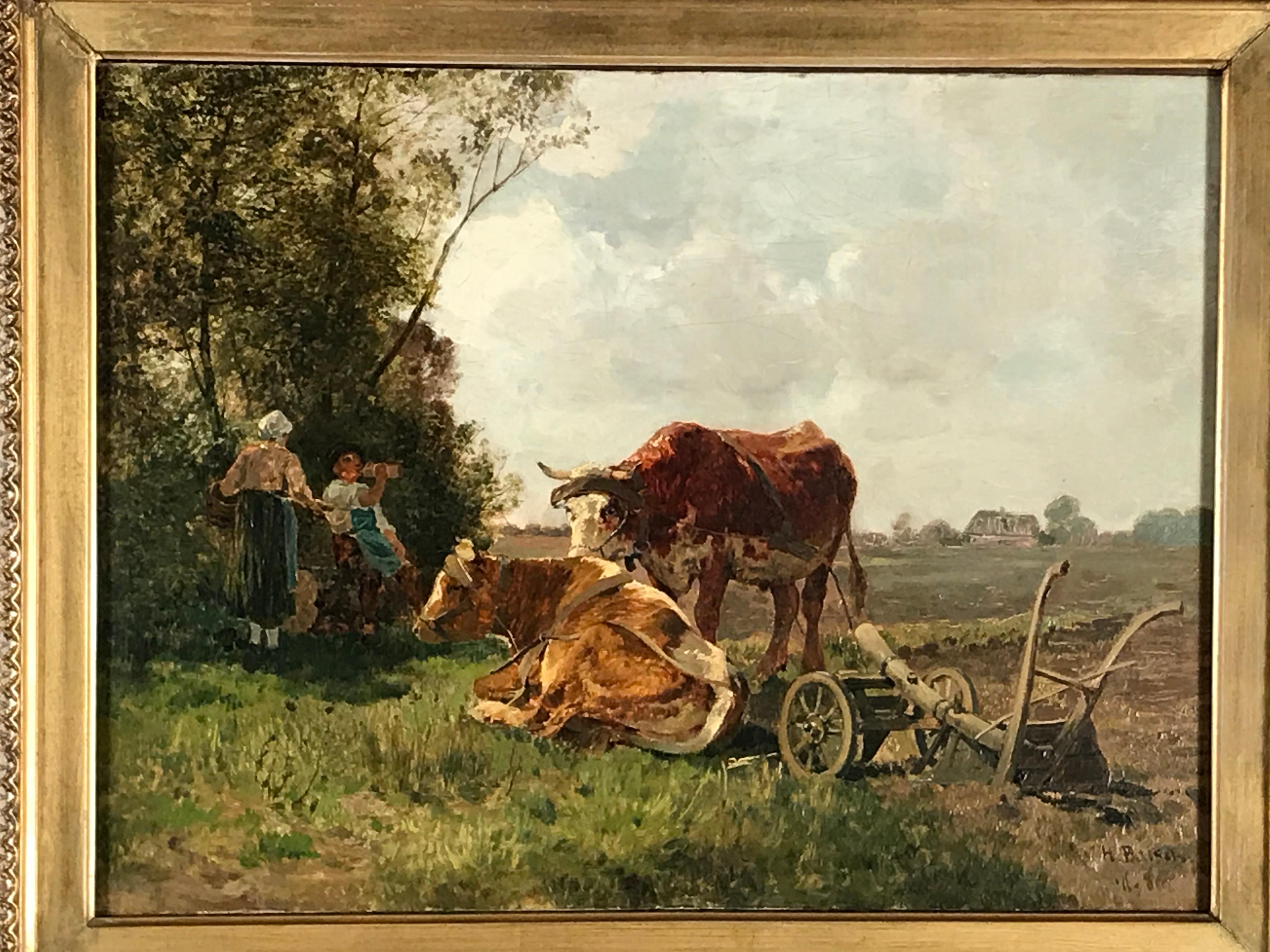 Painting by Hermann Baisch (Dresden 1846-Karlsruhe 1894), “Farmers taking a Rest”, oil on canvas

Hermann Baisch was a German painter and illustrator who specialized in landscapes and animals. He was one of the first artists in Germany to work in
