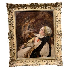 Erzsébet Báthory Painting, Oil on Canvas, Signed, Circa 1930, Hungary
