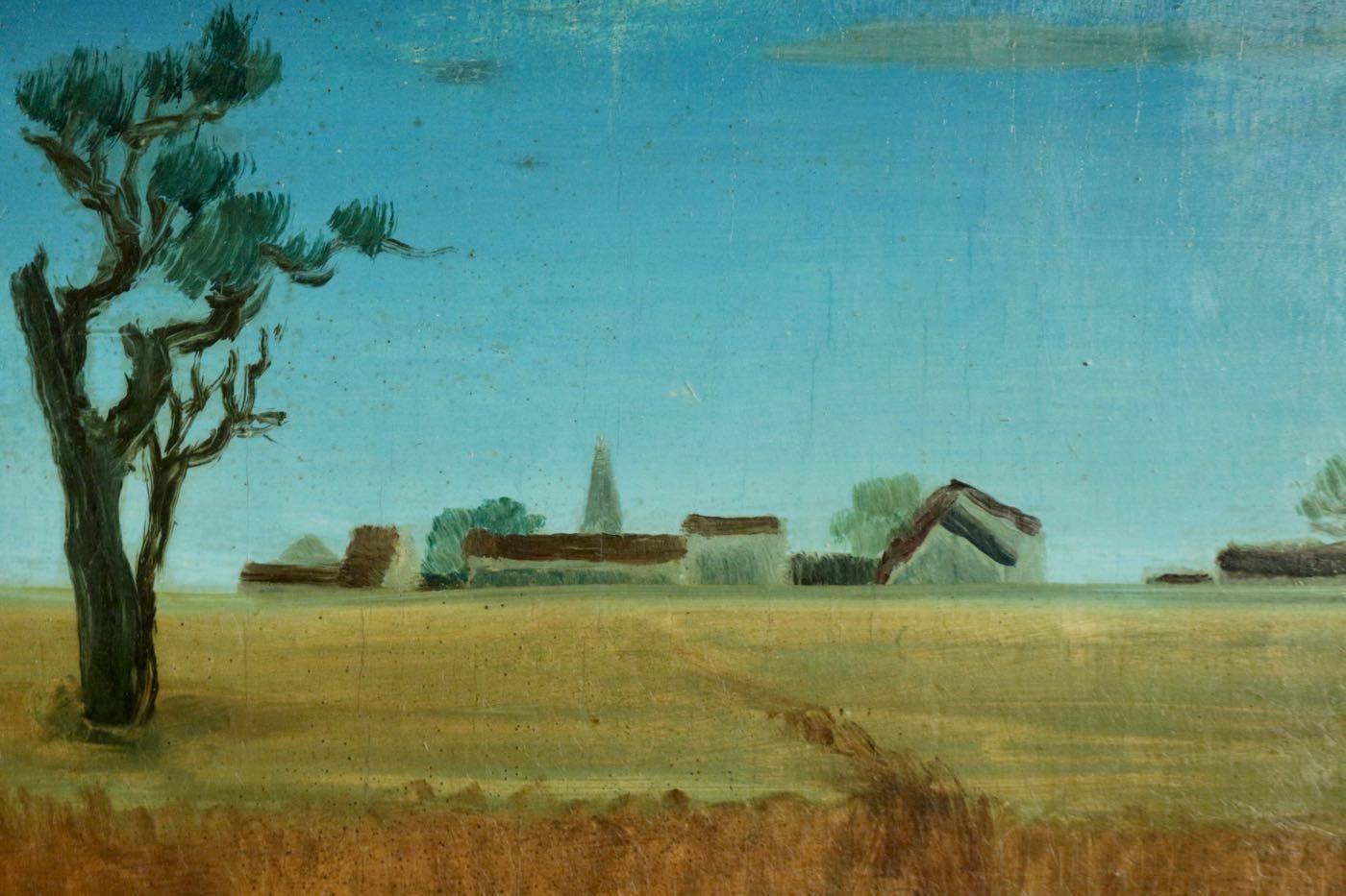 Mid-Century Modern Painting by J. Faseau of the French Countryside