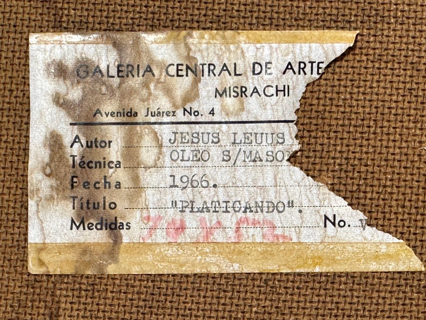Gemälde von Jesus Leuus „Platicando“ aus der Galeria Misrachi, Mexiko 1966 im Angebot 6