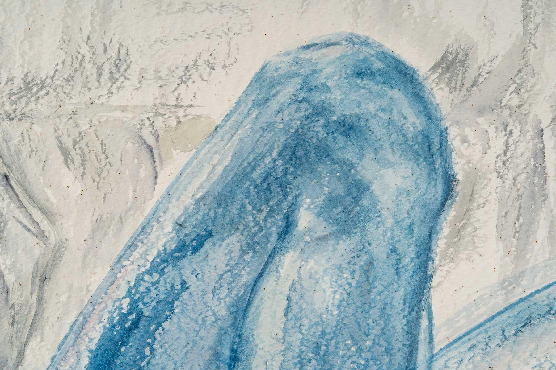Gemälde von Luez auf Papier, das ein Rehkitz darstellt, moderne Kunst (Moderne) im Angebot