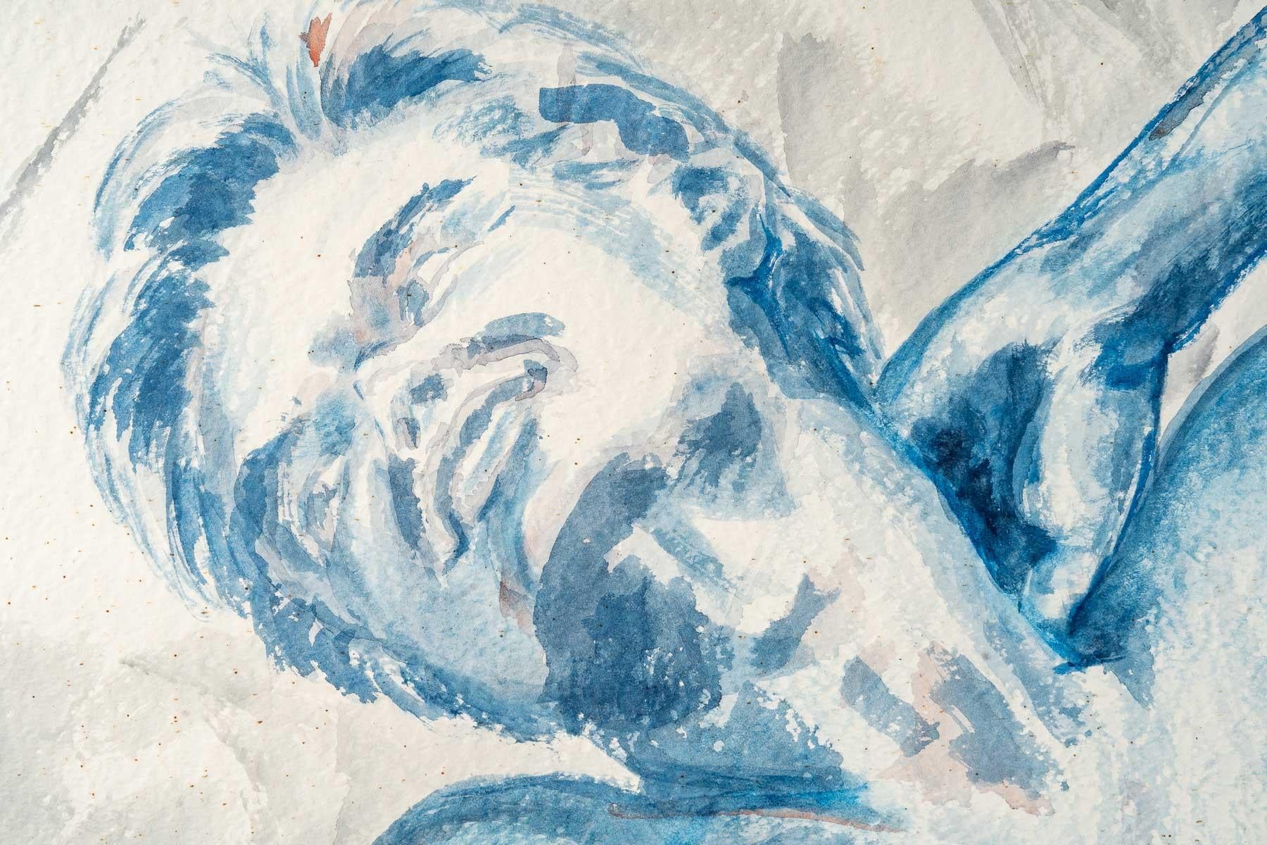 Gemälde von Luez auf Papier, das ein Rehkitz darstellt, moderne Kunst (Französisch) im Angebot