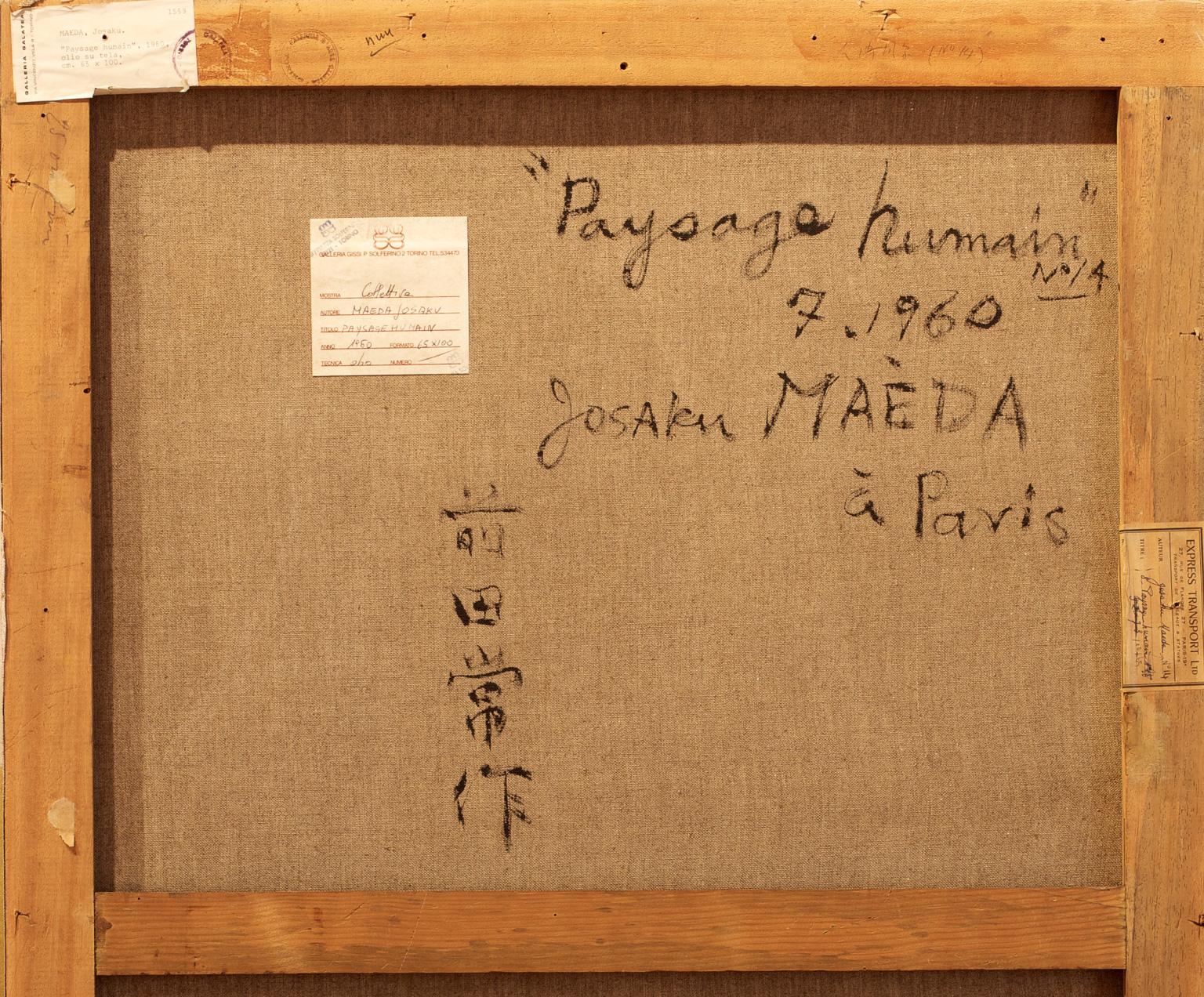 Gemälde von Maeda Josaku (Japan, 1926 - 2007), Paysage Humain N° 14, 1960 (Leinwand) im Angebot