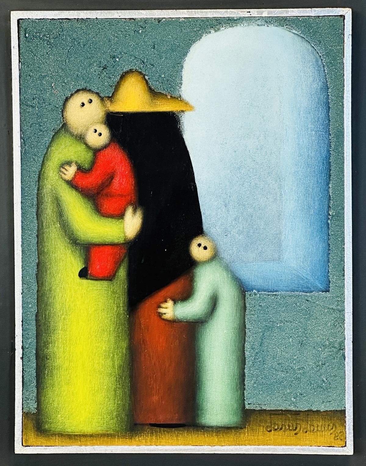 Painting by Mexican Artist Jesus Leuus, Mexico 1983, Signed & Dated In Good Condition For Sale In Los Angeles, CA