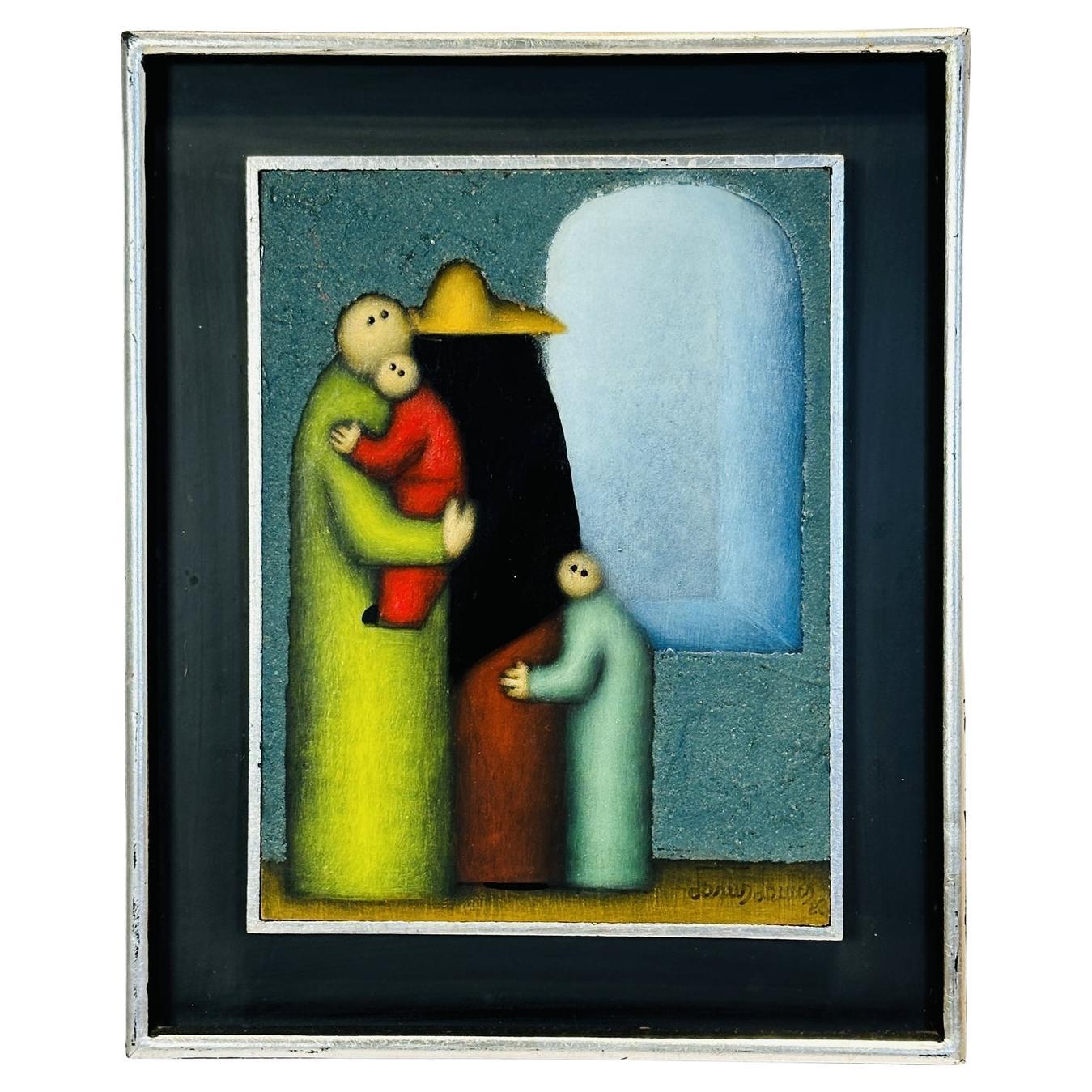 Painting by Mexican Artist Jesus Leuus, Mexico 1983, Signed & Dated For Sale