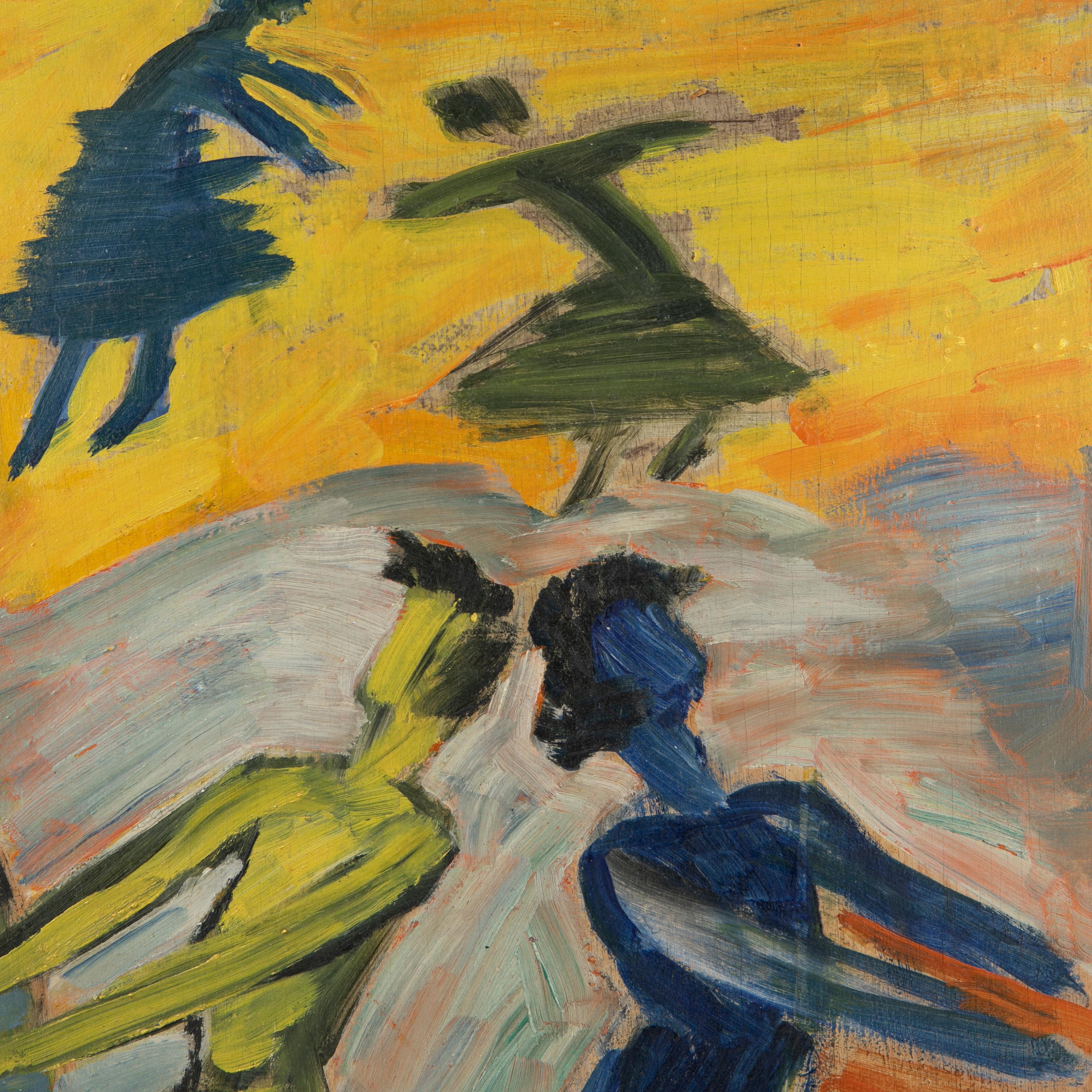 Painted Painting By Olivia Holm-Møller  'Dancing Women' For Sale