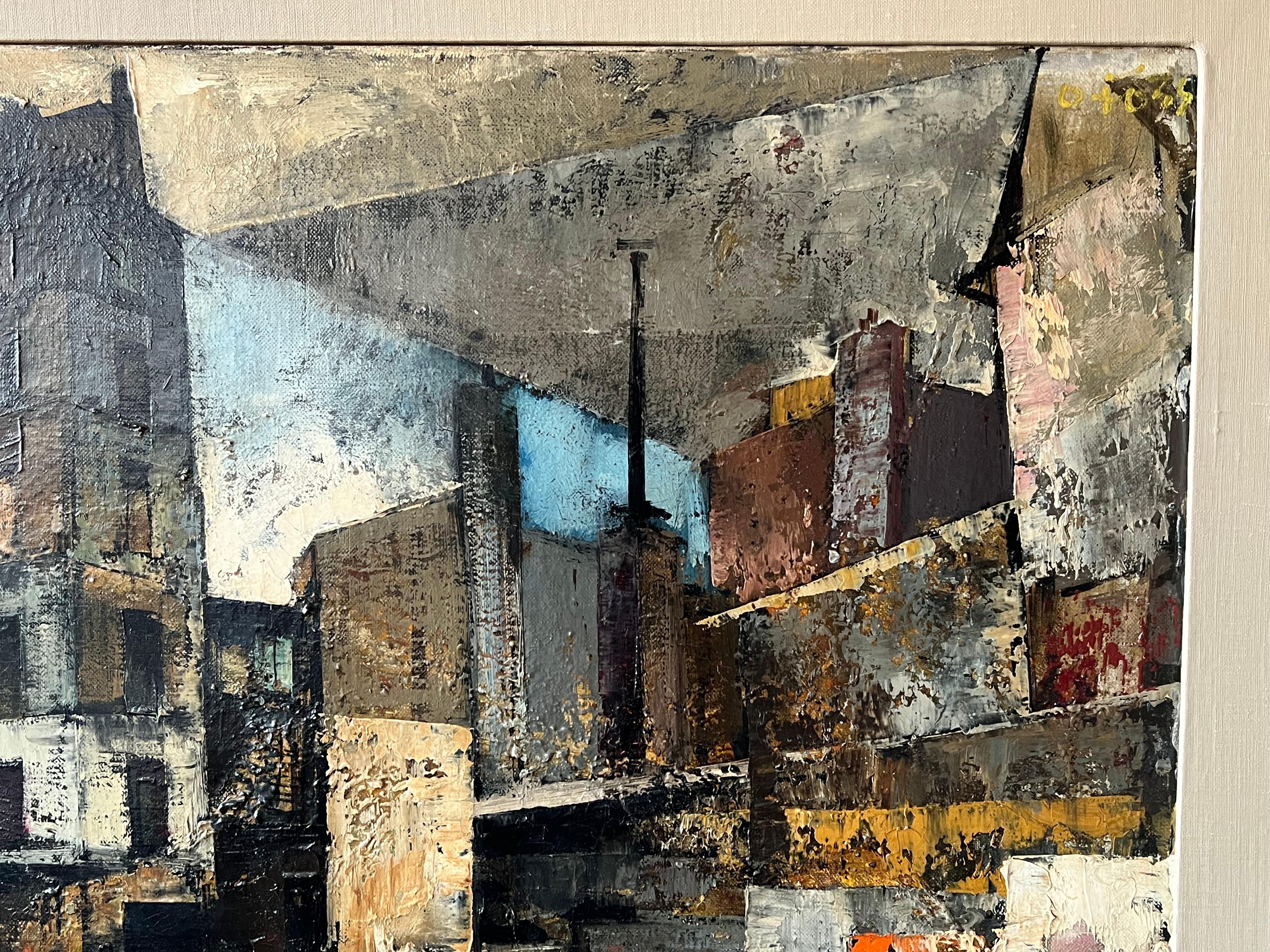 Gemälde von Olivier Foss Pariser Szene Ca' 1940er Jahre (Moderne der Mitte des Jahrhunderts) im Angebot